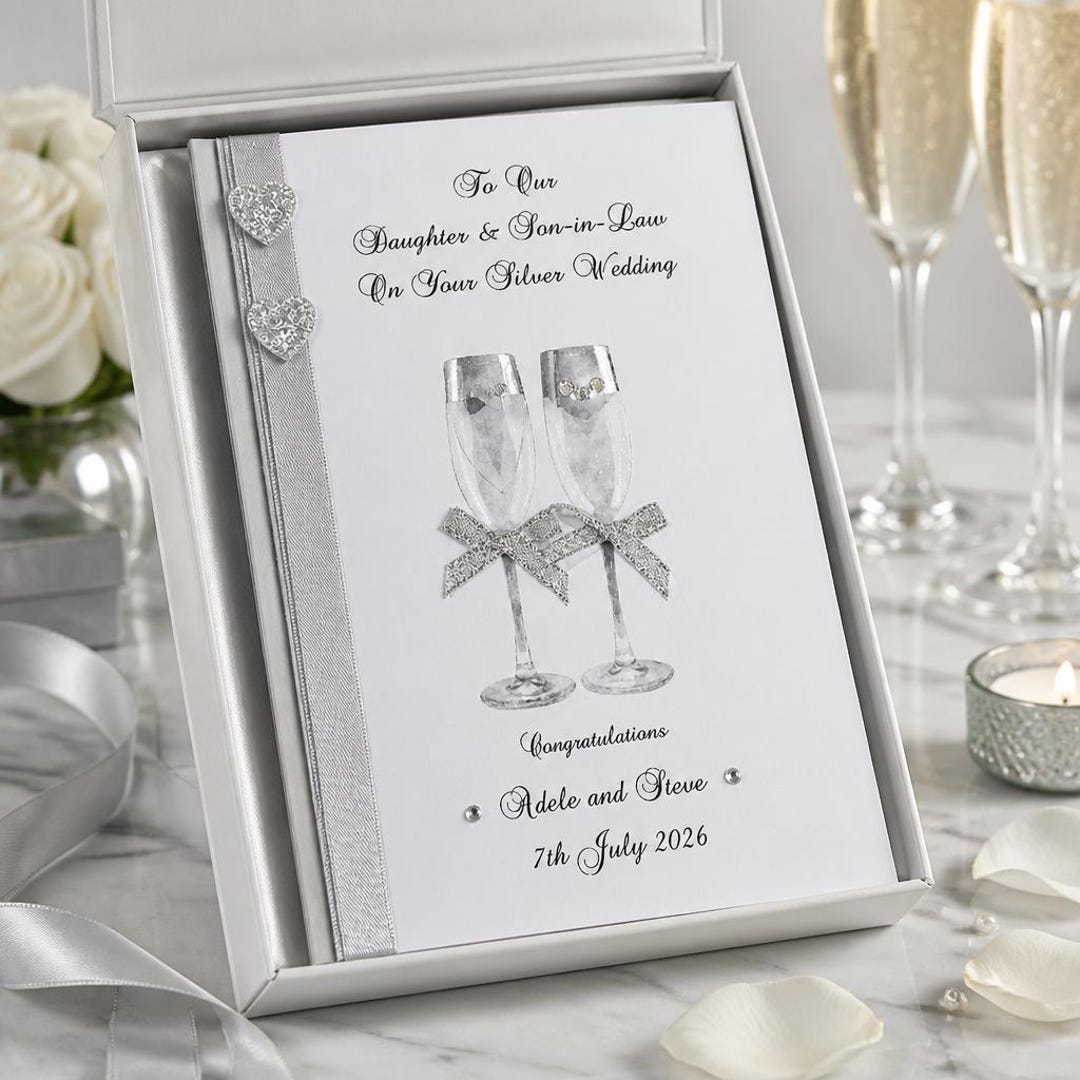Personalised Silver Wedding Anniversary Card - Etsy UK