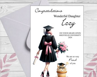 Personalised Graduation Card - Female, Daughter, Granddaughter, Daughter-in-Law, Sister, Niece.