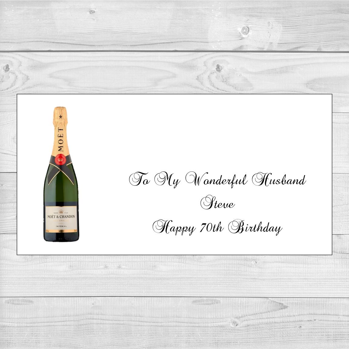 Personalised Moet & Chandon Birthday Card an Wallet. Husband, Son