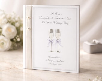 Tarjeta de boda personalizada. Nuera y yerno, yerno y nuera.