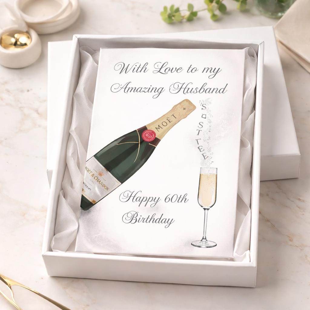 Personalised Moet & Chandon Birthday Card an Wallet. Husband, Son