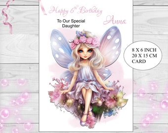 Personalised Fairy Birthday Card, Daughter, Granddaughter, Niece, Any Relationship, Any Age