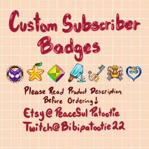 Benutzerdefinierte Twitch Sub Badges / Abonnent-Anstecker / Auftrag