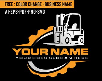 Forklift Logo Vector Design, Warehouse Equipment, Industrial Icon, Digital Download