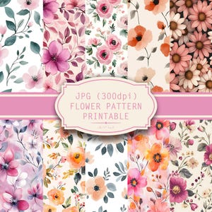 Flowers Digital Paper, Flowers Seamless Pattern, Floral Prints, Flowers Background, Spring Digital Paper, Floral Digital Paper, Scrapbook