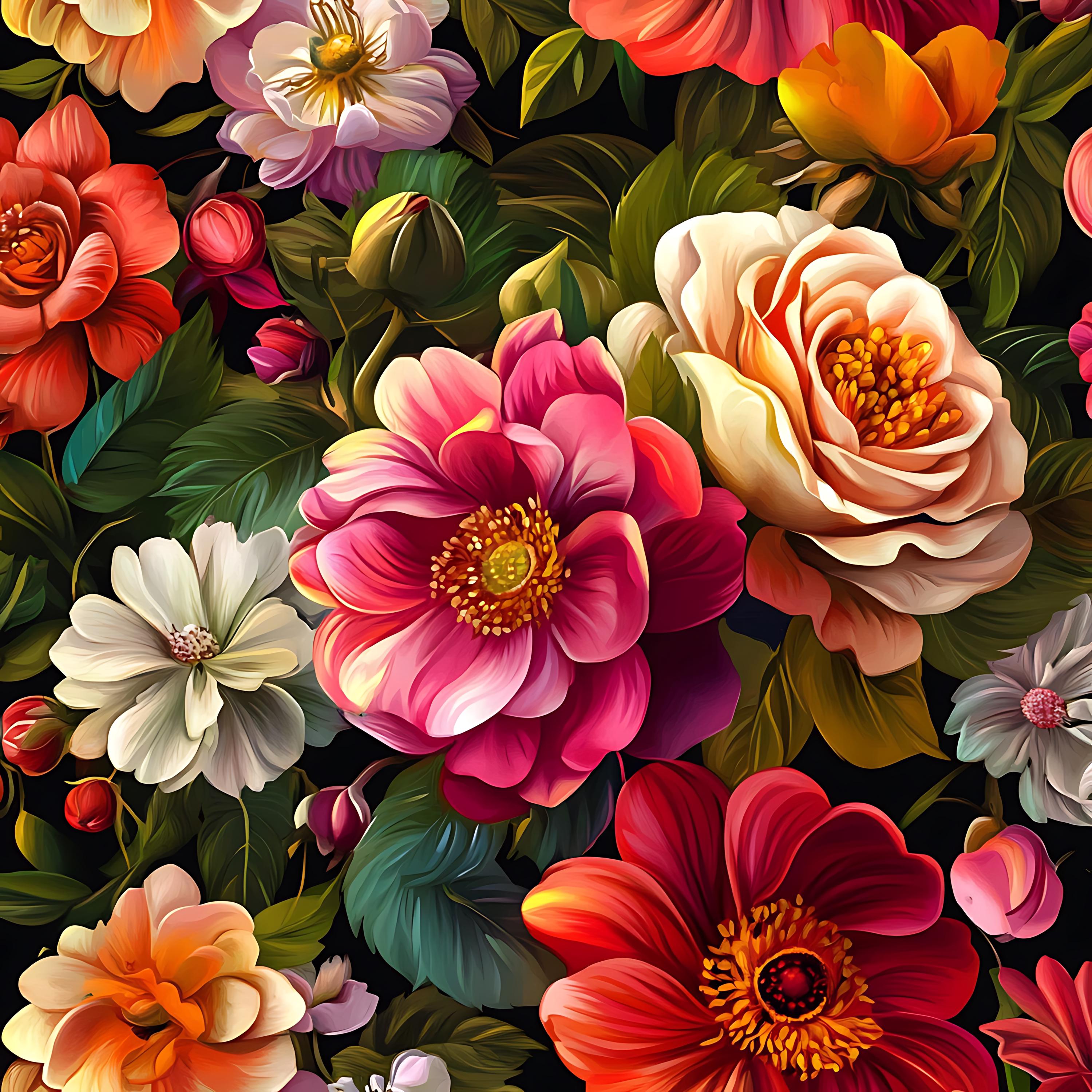 Floral Seamless Pattern: Spring Flower Digital Paper (digital Download ...