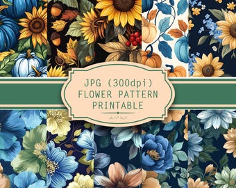 10 Flowers Digital Paper, Flowers Seamless Pattern, Floral Prints, Flowers Background, Spring Digital Paper, Floral Digital Paper, Scrapbook