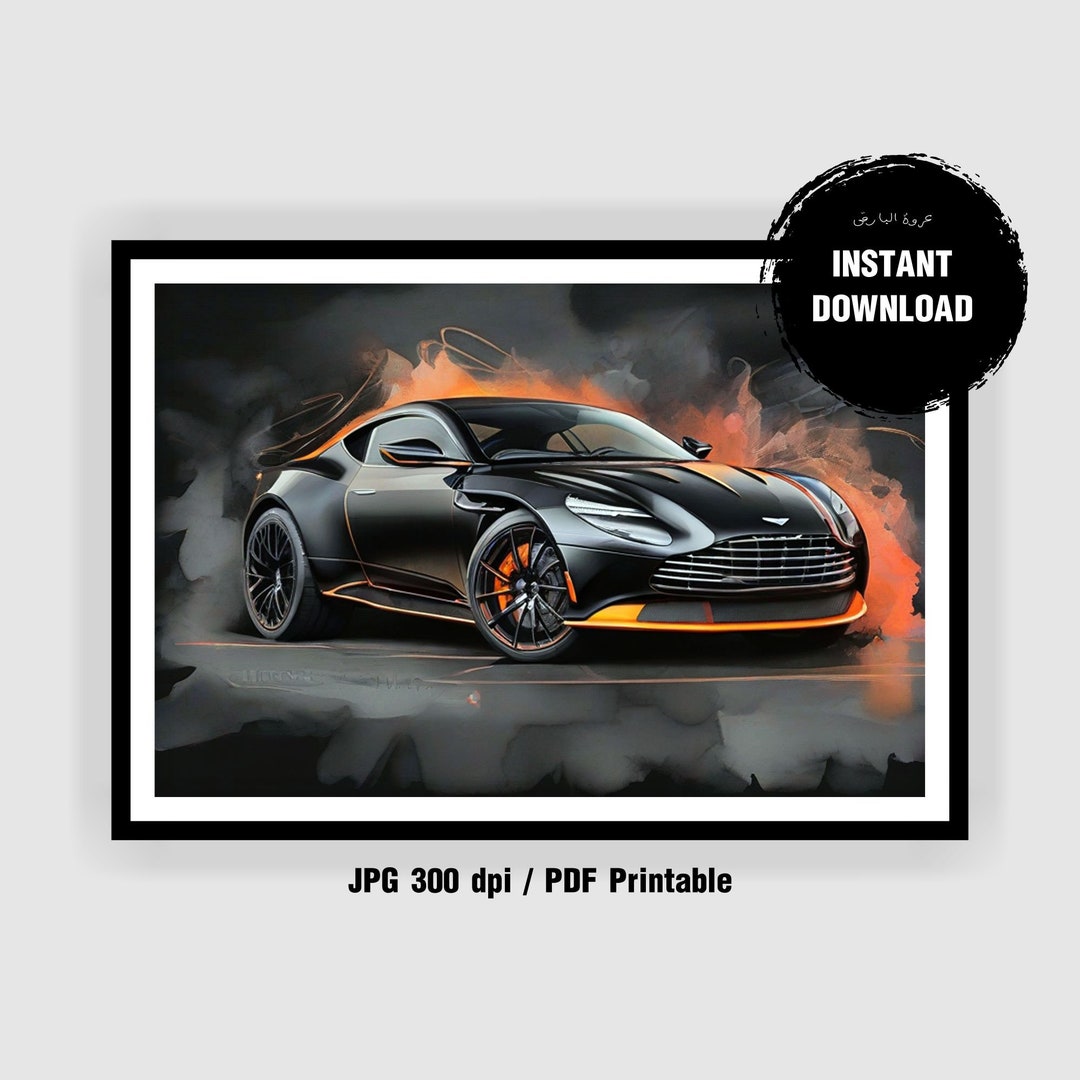 Abstract Neon Aston Martin Prints Wall Art for Kids Boys Etsy