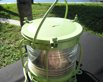 Vintage original ships brass anchor light painted Satin Green Apple color