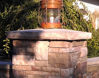 Copper anchor ship lantern with fresnel lens-nautical decor heavy duty ship's lantern