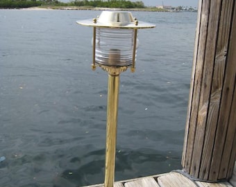 Brass Pathway Post Nautical Walkway Light, Dock Light and Marine Light