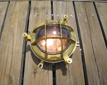 Brass and Copper Nautical Wall Mount Bulkhead Ship Light-Nautical clamshell light