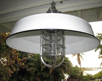 Aluminum Hanging Passageway Marine Light With White Porcelain Large Shade