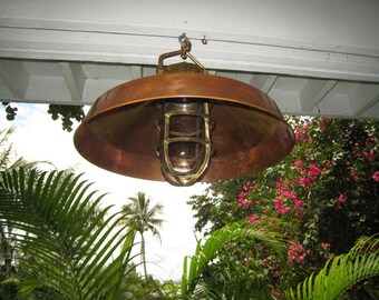 Large Copper Shade Hanging Nautical Light-19" Shade