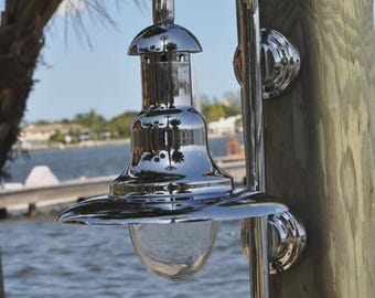 Nautical Fisherman's Dual Wall Mount Dock Light Chrome Over Brass