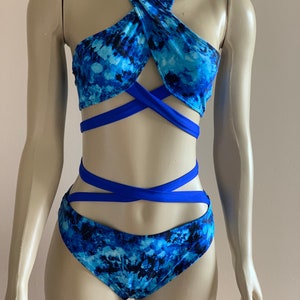 Blue tie dye bikini set