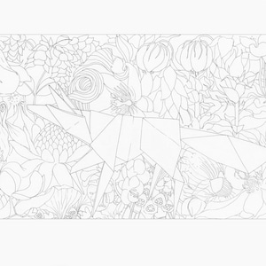Origami Garden - Printable Coloring Page