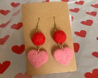 Valentine's felted earrings