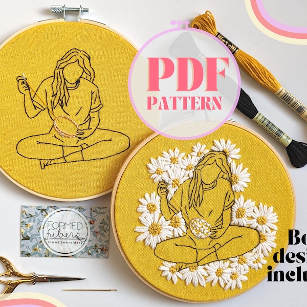 The Embroiderist Wavy Locks 2 | Digital Pattern | Hand Embroidery Pattern | Embroidery Artist | Embroidery Project | DIY | Printable