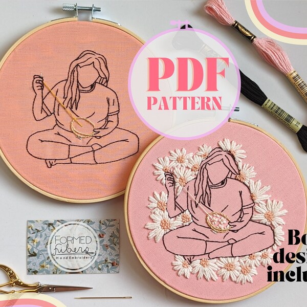 The Embroiderist Pattern Version Wavy Locks 1 | Digital Pattern | Hand Embroidery Pattern | Embroidery Artist | Embroidery Project | DIY