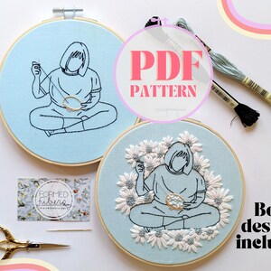The Embroiderist Short Hair Bangs 1  | Digital Pattern | Hand Embroidery Pattern | Embroidery Artist | Embroidery Project | DIY | Printable