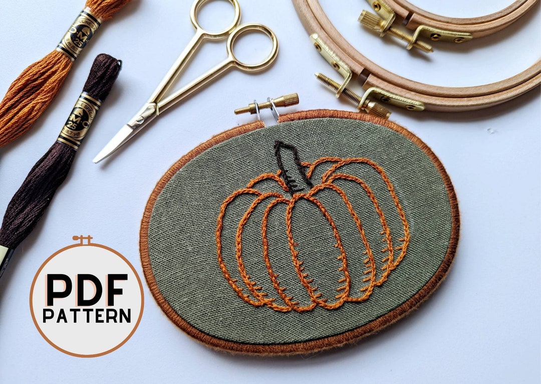 Pumpkin Embroidery Pattern – Beginner Hand Stitch Design (PDF Pattern ...