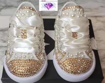 Converse bling bling personnalisées pour bébés et enfants | Baskets personnalisées avec strass | Des chaussures scintillantes pour toutes les occasions
