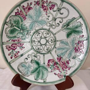 Vintage Floral Decorative Plate | Hand-Painted Grape Vine China