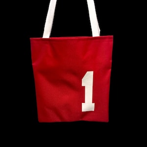 Saddle Cloth Tote, Red and White tote bag, Lucky Number Tote, Horse Racing Gift, Saratoga Tote, Favorite horse tote, Kentucky Derby Bag, Fun