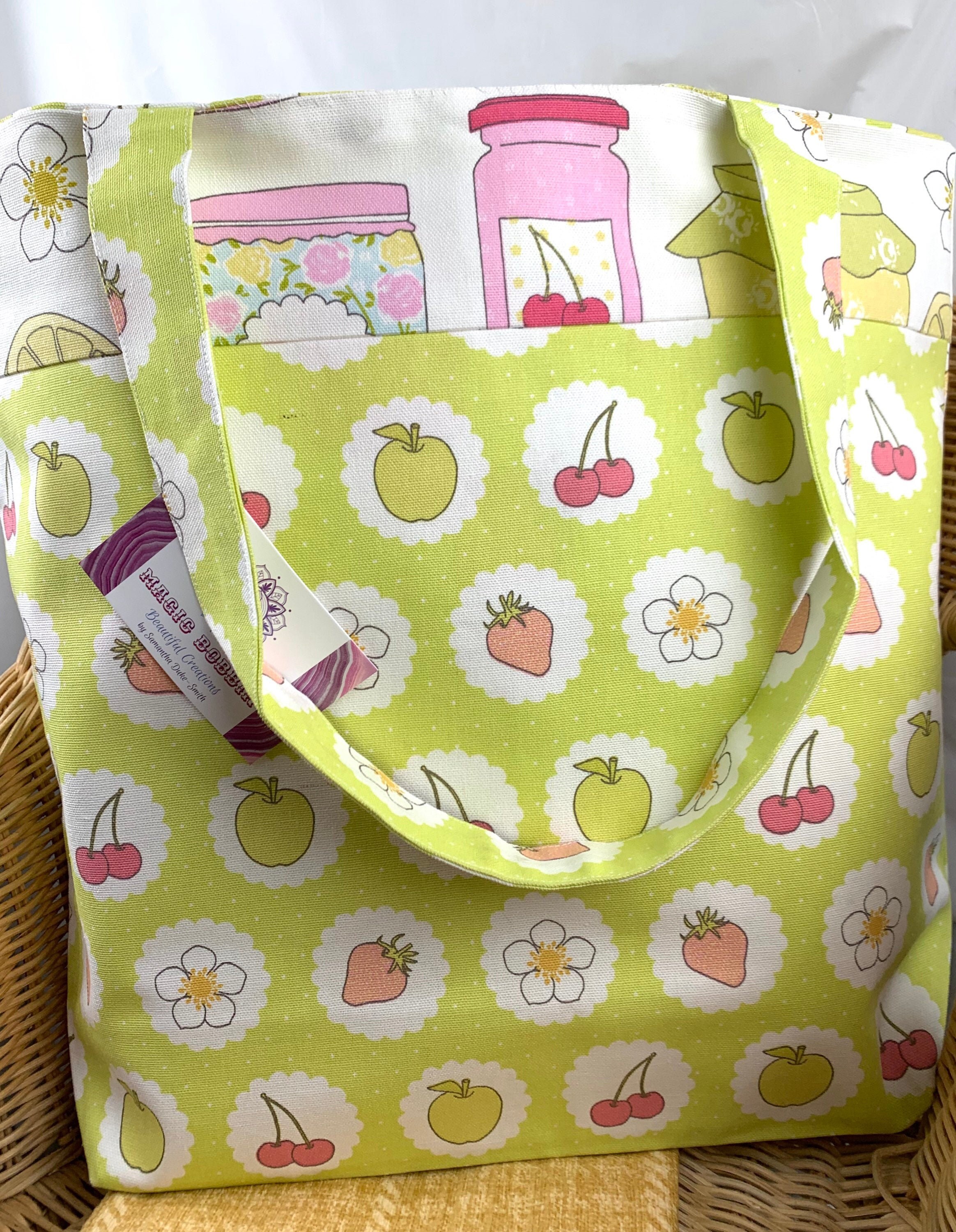 Large Vintage Style Fabric Tote Bag with Reversible Feature Etsy