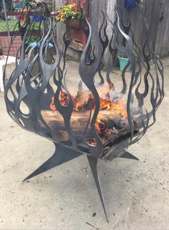 Custom Flames Steel Fire Pit Etsy