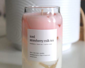 Strawberry Milk Iced Latte Candle| Unique Food inspired candles