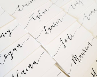 White Calligraphy Place Cards | Tented Place Cards | Handwritten Place Cards | Wedding Name Cards | Escort Cards | Wedding Calligraphy