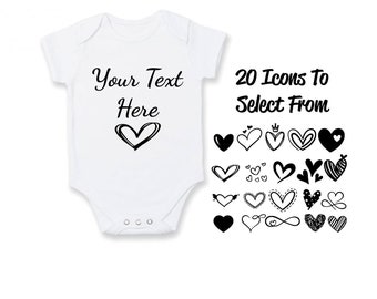 Personalised Baby Vest Short Sleeve White 100% Cotton Add Text Babyshower Toddler Newborn Gift Birthday Love Gender Reveal Fast Shipping UK
