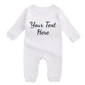 Personalised Baby Sleepsuit Premium White 100% Cotton Add Text Babyshower Toddler Newborn Gift Birthday Love Gender Reveal Fast Shipping