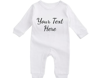 Traje de dormir personalizado para bebés Premium Blanco 100% Algodón Agregar texto Babyshower Niño recién nacido Regalo Cumpleaños Amor Género Revelar Envío rápido