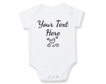 Personalised Short Or Long Sleeve Cotton Kiss Baby Vest Soft Premium Add Your Text Quality Rich Designer Fast Delivery Emoji Any Occasion UK