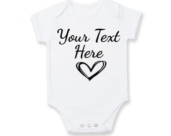 Chaleco de bebé personalizado manga corta blanco 100% algodón Añadir texto Babyshower niño recién nacido regalo cumpleaños amor género revelar envío rápido Reino Unido