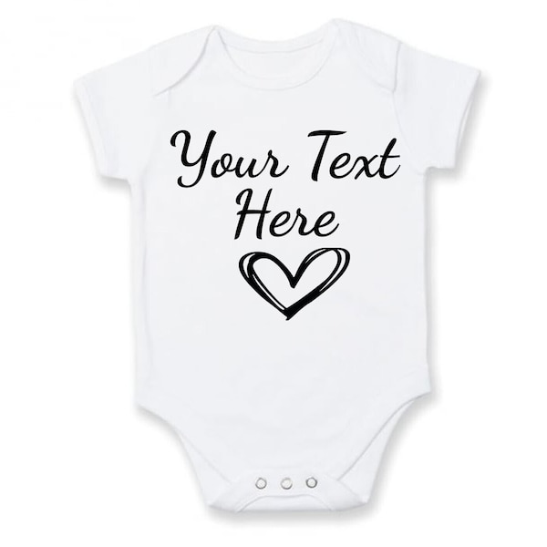 Personalised Baby Vest Short Sleeve White 100% Cotton Add Text Babyshower Toddler Newborn Gift Birthday Love Gender Reveal Fast Shipping UK