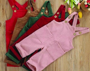 Baby Dungarees: Adjustable Button Strap Pocket Overalls