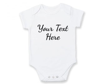 Personalised Baby Vest Short Sleave White 100% Cotton Add Any Text Babyshower Toddler Newborn Gift Birthday Love Gender Reveal Customized UK