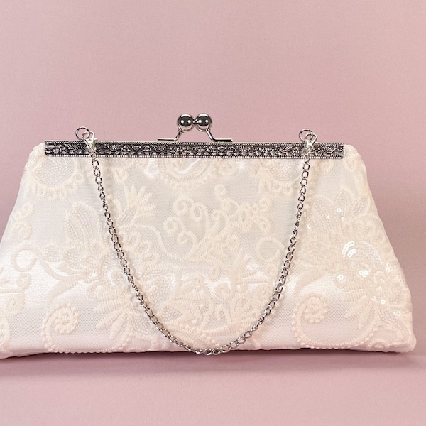 Ivory Lace Bridal Clutch Bag, Bridal clutch, Bridesmaid Clutch, Wedding Purse, Bridesmaid Gift