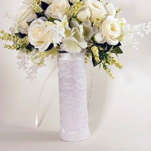 Handmade Lace Bridal Bouquet Wrap with Satin Ribbon