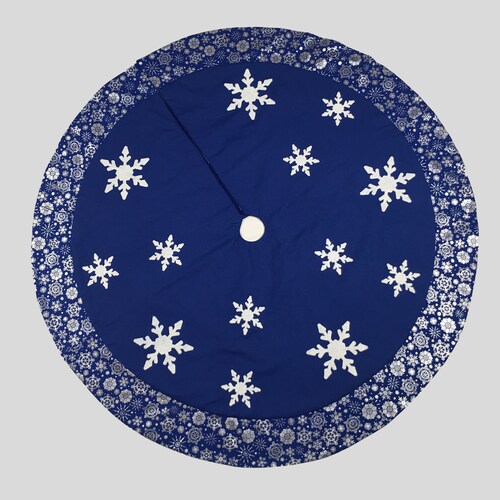 Tree Skirt Christmas Tree Skirt Blue Tree Skirt Snowflake Etsy