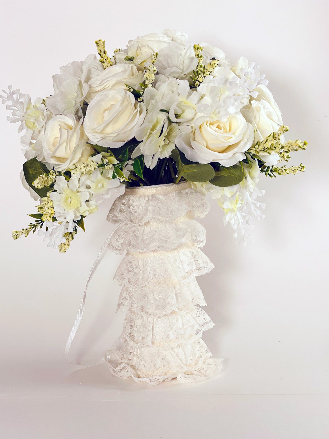 Bridal Bouquet Wrap Lace Bouquet Wrap Ruffle Lace Bouquet Etsy