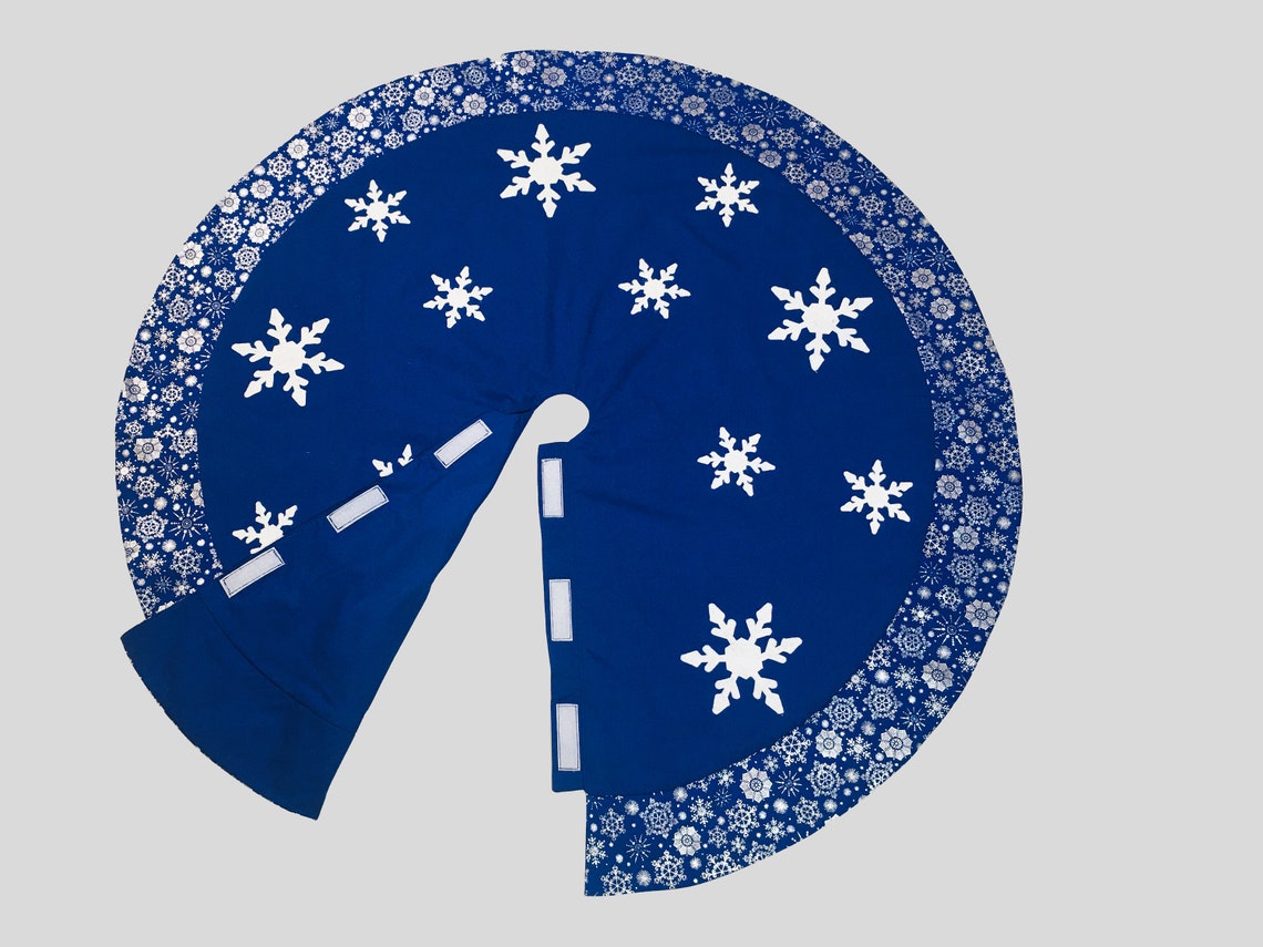 Tree Skirt Christmas Tree Skirt Blue Tree Skirt Snowflake Etsy