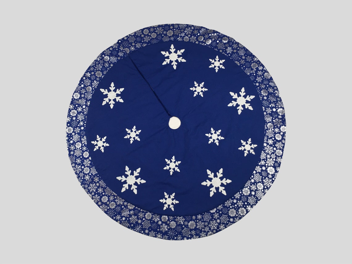 Tree Skirt Christmas Tree Skirt Blue Tree Skirt Snowflake Etsy