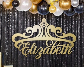 Tiara signage for sweet 16, quinceanera wood sign, Quince años backdrop with crown, decoracion de quince años con corona.