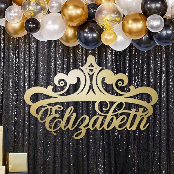 Tiara signage for sweet 16, quinceanera wood sign, Quince años backdrop with crown, decoracion de quince años con corona.