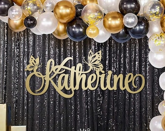 Custom name with butterflies for backdrop, name with butterflies for sweet sixteen and quinceañera, name decoration for quinceanera.
